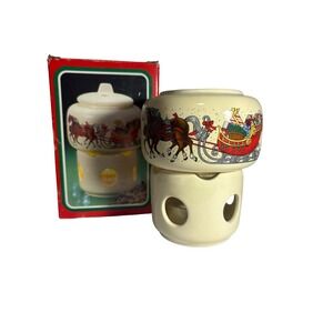 Vintage Retro 1988 Potpourri Press Christmas  Room Scenter Candle Holder Sleigh